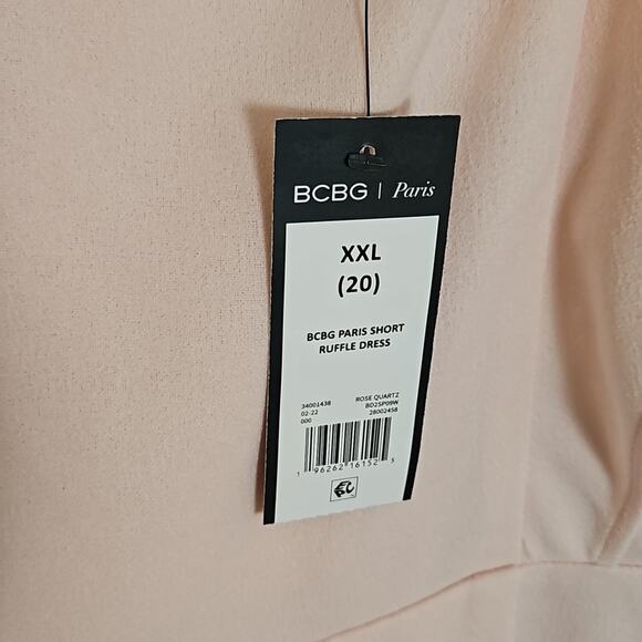 NWT BCBG Paris Short Ruffle Dress Sz XXL in Rose Quartz - Picture 6 of 8